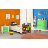 ACMA I Jugendbett Kinderbett Junior-Bett Komplett-Set mit Matratze Lattenrost Weiß 44 Lokomotive 140x70