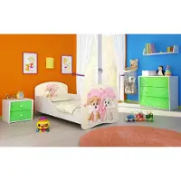 ACMA I Jugendbett Kinderbett Junior-Bett Komplett-Set mit Matratze Lattenrost Weiß 12 Welpen 180x80