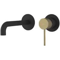 Sapho ULTRASAN 2-Loch Waschtischarmatur, Auslauf 20cm, Schwarz matt/Gold matt