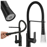Granitan - Küchenarmatur - Wasserhahn Küche Höhe 43 cm - Schwarz - VEGAS
