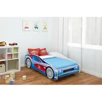 ACMA Jugendbett Kinderbett Auto-Bett Junior Cars Bett Komplett-Set mit Matratze, Lattenrost und Rausfallschutz 160x80 cm - CAR-2