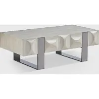 KAWOLA Couchtisch MARGO 1 Schublade Ulme furniert grau Fuß Edelstahl gebürstet