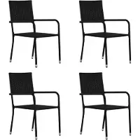 Syfax Garten-Essstühle 4 Stk. Stapelbar Schwarz Polyrattan