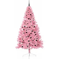 vidaXL Künstlicher vorbeleuchteter Weihnachtsbaum Rosa 240 cm PVC