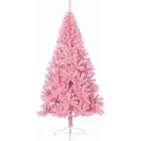 vidaXL Künstlicher vorbeleuchteter Weihnachtsbaum Rosa 210 cm PVC
