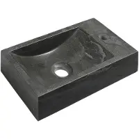 Sapho BLOK Stein-Waschtisch 40x22cm, Wasserhahn rechts, Anthrazit schwarz