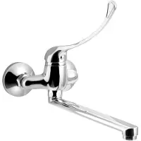 Hak AQUALINE 35 Wandarmatur mit 100mm Abstand, medizinischer Hebel, 220mm, Chrom