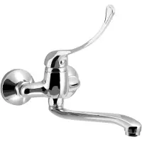 Hak AQUALINE 35 Wandarmatur mit 100mm Abstand, medizinischer Hebel, erhöhter Aufhänger, 220mm, Chrom