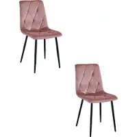 Leobert Libra Stühle Aus Rosa Samt Mit Schwarzen Beinen (2Er - Set)