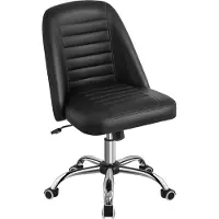 Yaheetech Bürostuhl Schreibtischstuhl Ergonomisch Gepolstert Kunstleder Drehstuhl mit Rollen Arbeitshocker ohne Armlehne Chefsessel höhenverstellbar Schwarz
