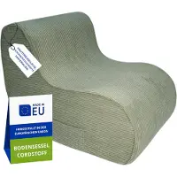 Pillows24 - Bodensessel aus Cordstoff 93×70×65cm | Kindersessel & Lounge Sessel mit waschbarer Bezug für Jugendliche & Erwachsene (Grün)