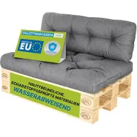 Pillows24 - Palettenkissen wasser- und UV-beständig - 2ER SET | Polster für Europaletten 120x80 - Palettenmöbel - Outdoor/Indoor, Dunkelgrau