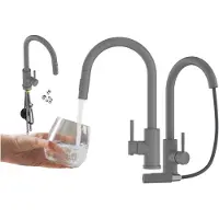 Granitan - Küchenarmatur - Wasserhahn Küche Höhe 39 cm - Mischbatterie Grau - 2 Strahlarten - LOSETO