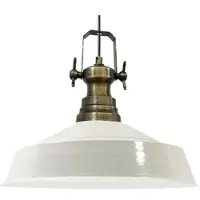 Bamyum Pendelleuchte Metall Ø41 cm, Weiß innen weiß, E27, Vintage Lampe