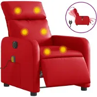 Syfax Massagesessel Elektrisch Rot Kunstleder