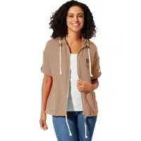 Casual Looks Blusenjacke , Damen, Gr. 44, beige (camel), 100% Baumwolle, Jacken Blusenjacke