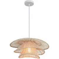 REALITY IMPORT Hängeleuchte Hima, braun, 1xE27, 40W, Rattan/Stroh, Maße: 120x45,5x45,5 cm, IP20, Reality