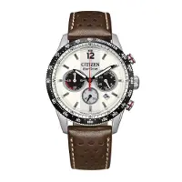 Citizen Herren Racing-Chronograph CA4714-04A Solar Eco Drive Edelstahl Lederband braun