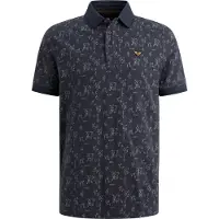 PME Legend Poloshirt mit Allover-Print und Rippkragen