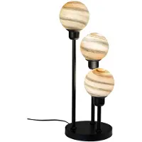 Formano Tischlampe Industrial Metall Holz Design Lampe Kreis 42 cm mit E27