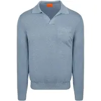 Suitable Longsleeve Knitted Poloshirt Riva Pocket Hellblau - XL