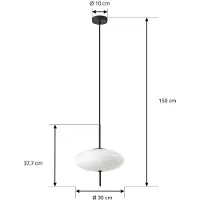 LINDBY Hängeleuchte Hikari, Ø 30 cm, weiß, Glas, E14