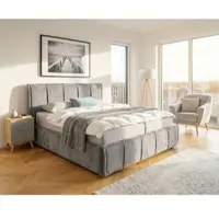 Otto Home Polsterbett "EVELLINA in der Größe 180x200 cm, mit flauschigem Stoff bezogen", grau, B:203cm H:119cm L:220cm, Betten, Polsterbett, wahlweise mit Lattenrost und King-Matratze (28cm)