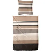 PRIMERA Bettwäsche "Satin-Bettwäsche Line-Art", braun, B/L: 155cm x 220cm, 1 Stk., 1 Stk., Satin, B/L: 80cm x 80cm, 2, Satin, Obermaterial: 100% Baumwolle, Bettwäsche, Bettwäsche