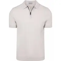 Suitable Knitted Half Zip Poloshirt Dan Ecru - XXL