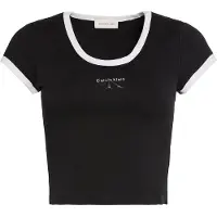 Calvin Klein Ss Monologo Scoop Neck Top Black Größe: M | Hemden Outlet | Damen | Schwarz