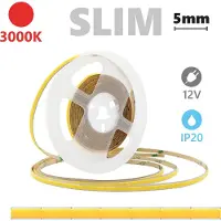 Alcapower COB LED-Streifen SLIM IP20 5m 12V 3000K Warmweiß 6W/m 600lm/m 504 LEDs/m Hohe Dichte für professionelle lineare Beleuchtung