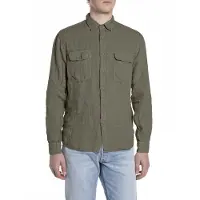 Replay für Herren. M4147.000.81388B Beige Regular Fit Leinenhemd (M), Lässig, Langarm