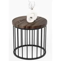 LAMO Manufaktur Couchtisch rund aus Holz 40 x 40 cm - Beistelltisch rund, Wohnzimmertisch, Sofatisch - kleiner Tisch, modern coffee table, Beistelltisch metall - Farbe: Ebenholz, Beine: Schwarz