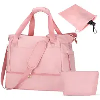Unyqoos Reiserucksack für Damen 32 L – Rosa, mit Schuhfach & Zubehörset, aus wasserabweisendem Polyester, handgepäckfreundlich, mit Trolleyriemen