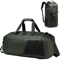 Unyqoos Sport- & Reisetasche 40 L – 3‑in‑1 Rucksack/Umhängetasche/Handtasche, versteckte Schultergurte, belüftetes Schuhfach, Nassfach, wasser- & winddicht, Polyester-Futter