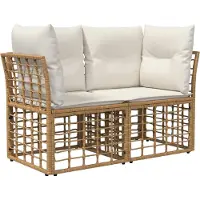 vidaXL Outdoor-Lounge 2 Stk. 2-Sitzanzahl Natürlich und Cremweiß