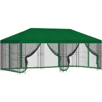 vidaXL Pavillon mit Seitenwänden 6 x 3 m Grün Polyester und Stahl