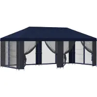 vidaXL Garten Pavillon mit Seitenwänden 6 x 3 m Blau