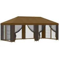 vidaXL Garten Pavillon mit Seitenwänden 6 x 3 m Taupe