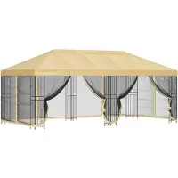 vidaXL Pavillon mit Seitenwänden 6 x 3 m Creme Polyester und Stahl
