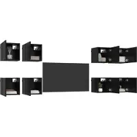 vidaXL Wandmontiertes TV-Regal 8 stk. Schwarz Eichen-Optik