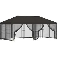 vidaXL Pavillon mit Seitenwänden 6 x 3 m Anthrazit Polyester und Stahl