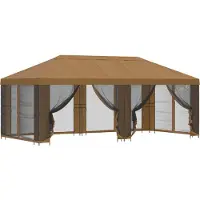 vidaXL Garten Pavillon mit Seitenwänden 6 x 3 m Beige