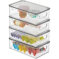 OEM Kunststoff-Box mit Deckel und Griffen, transparent grau, 4er-Set