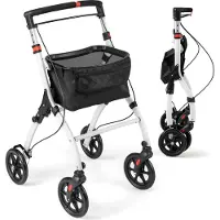 Northio Schmaler Rollator mit 5-Fach Höhenverstellbar & Tablett & 4 Rädern & Bremsen Gehhilfe