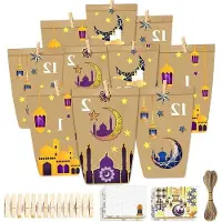 OEM Adventskalender mit 36 Holzklemmen und 10m Hanftau, braun, selbst dekoriert