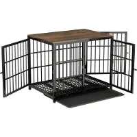 Markenlos Hunde-Bench - Stilvolles Design mit Holzakzenten - Schwarz - M