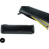 Markenlos Federmäppchen aus veganem Eco-Kunstleder - Klassisches Etui in Schwarz - 22 x 55 cm