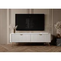 EURO-MOEBEL RTV-Schrank LANTO 163 cm Lowboard TV-Schrank modern Wohnzimmer Möbel (Weiss)