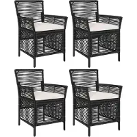Syfax Gartenstuhl 4 stk. Schwarz und Creme Poly-Rattan